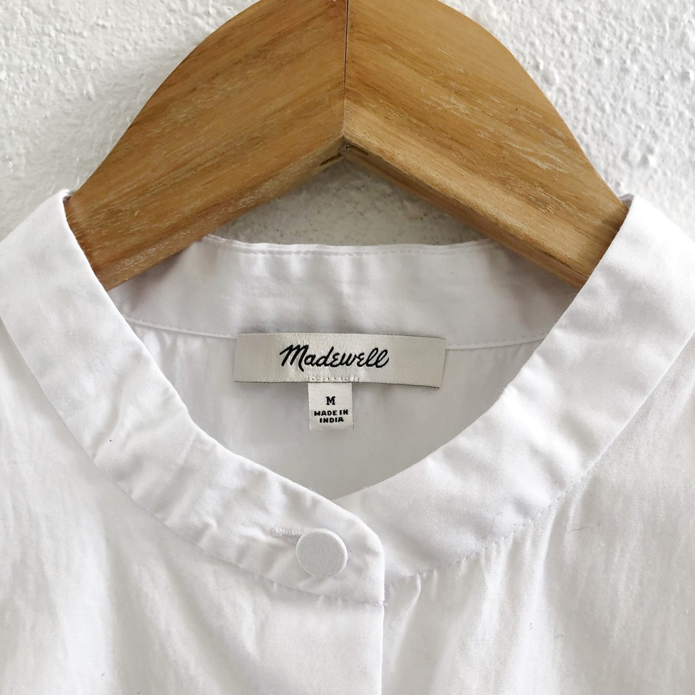 MADEWELL Paulina Cotton Poplin Band Collar Button-Up Shirt Size Medium - Picture 7 of 9